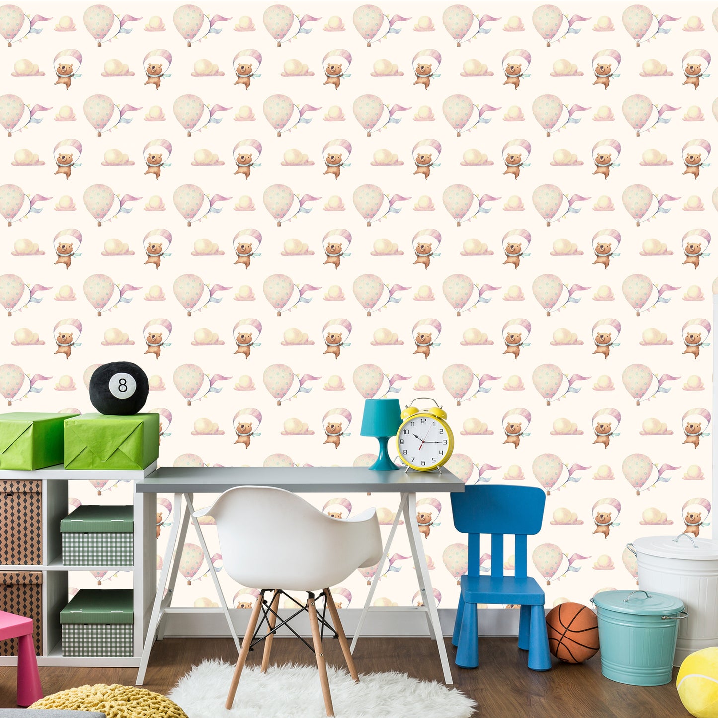 Wallpaper Balloons In The Clouds Teddy Bears Children's Room