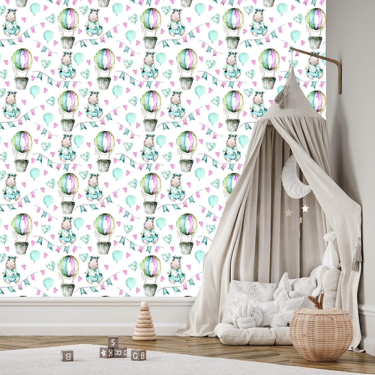 Wallpaper Hippos At Balloons