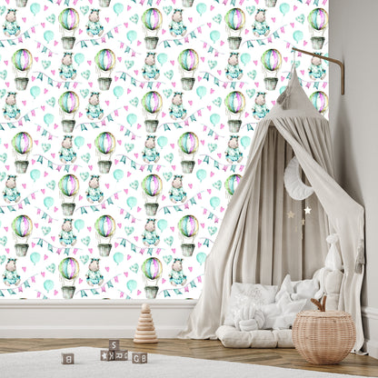 Wallpaper Hippos At Balloons