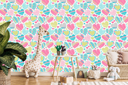 Wallpaper For Children - Beautiful Colorful Hearts
