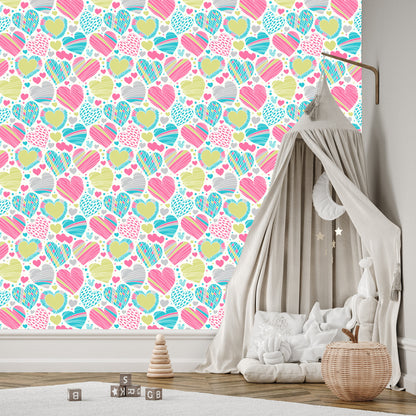 Wallpaper For Children - Beautiful Colorful Hearts