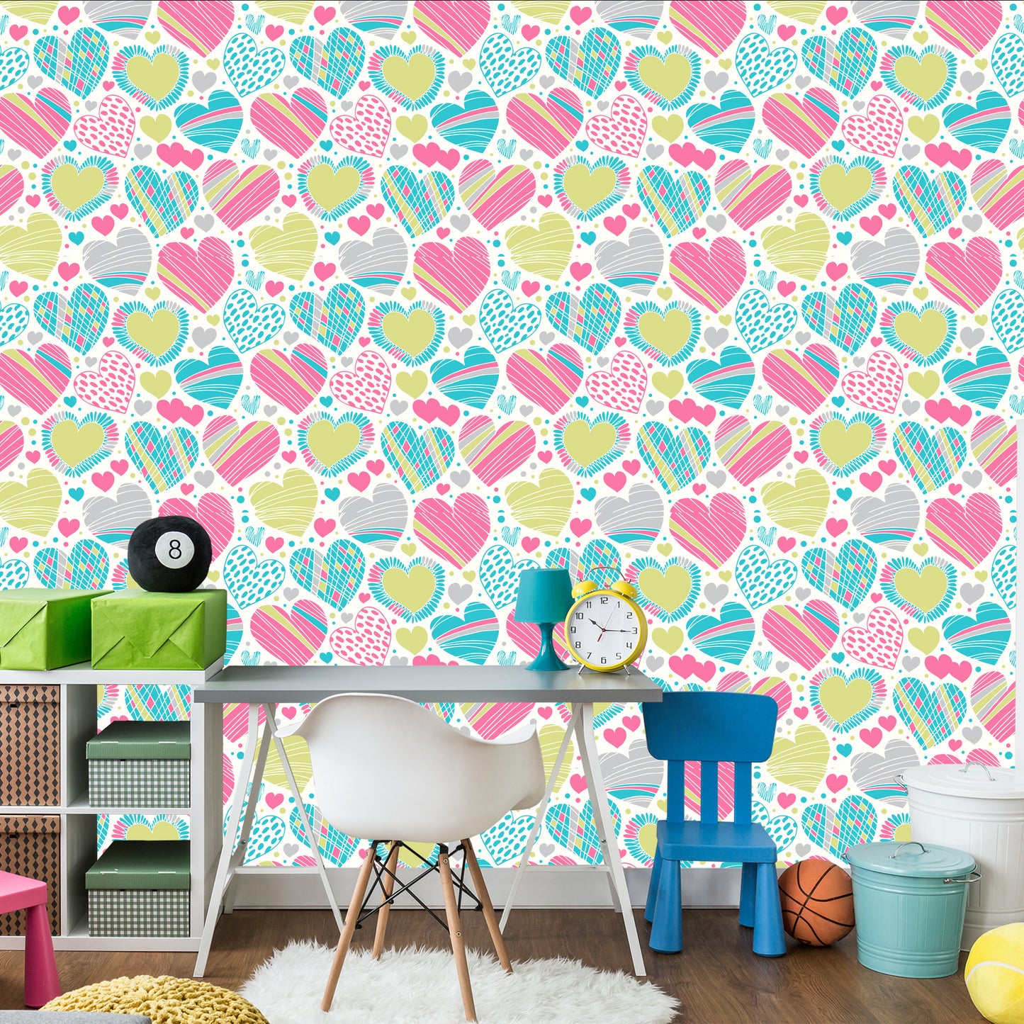 Wallpaper For Children - Beautiful Colorful Hearts