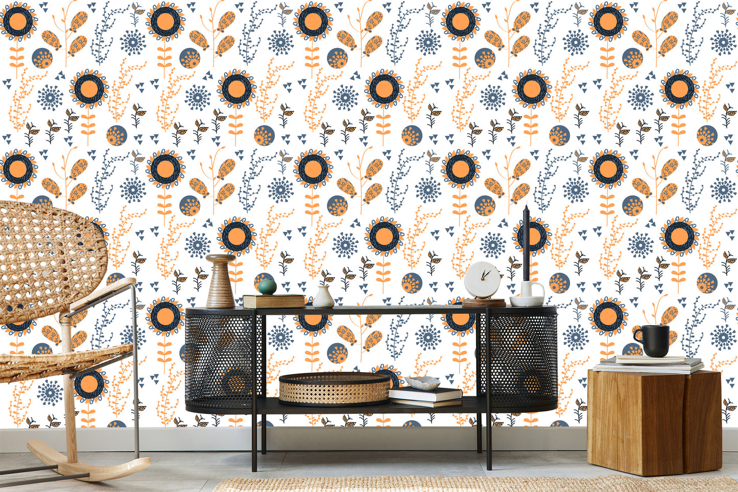 Wallpaper Minimalist Sunflowers