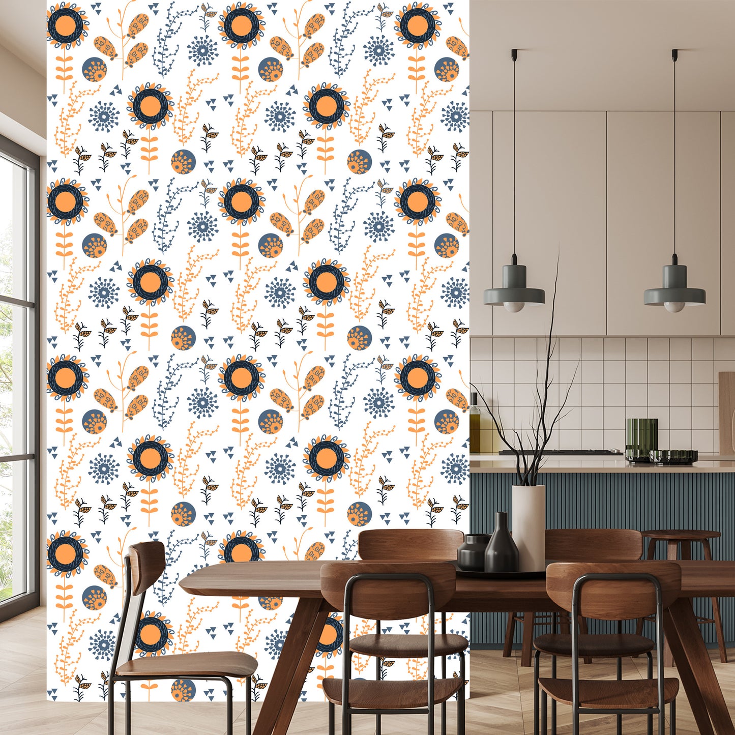 Wallpaper Minimalist Sunflowers