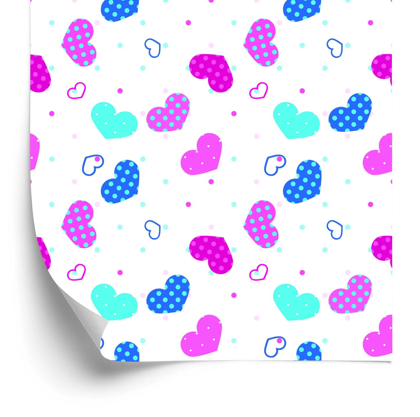 Wallpaper For Children - Blue, Pink And White Hearts