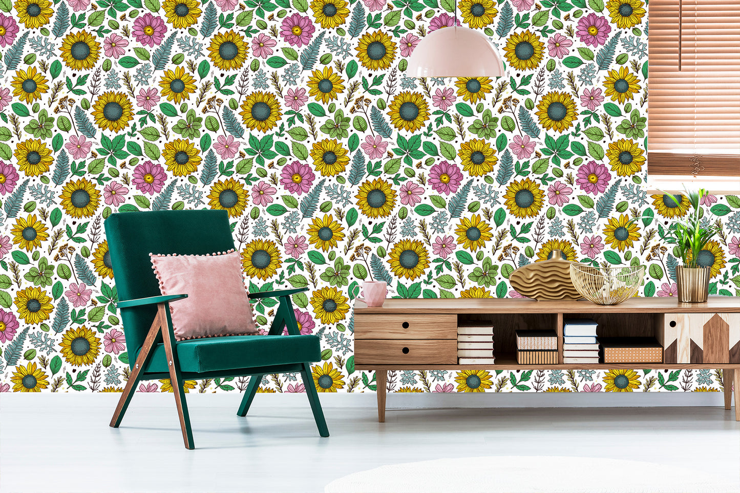 Wallpaper Colorful Sunflowers With Plants
