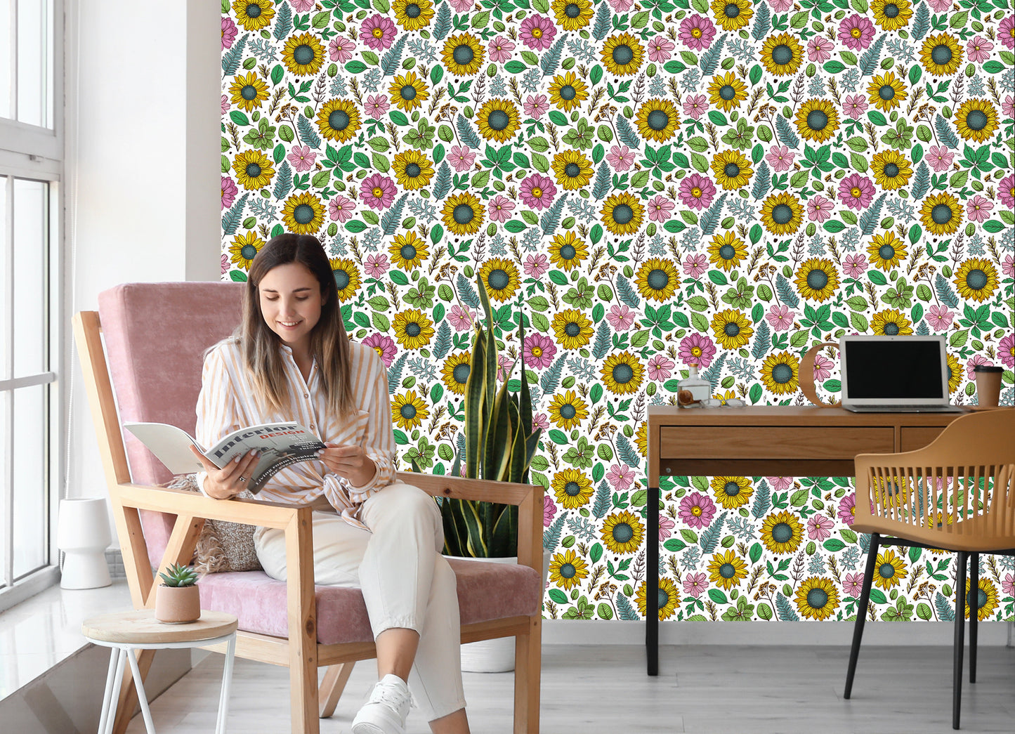 Wallpaper Colorful Sunflowers With Plants