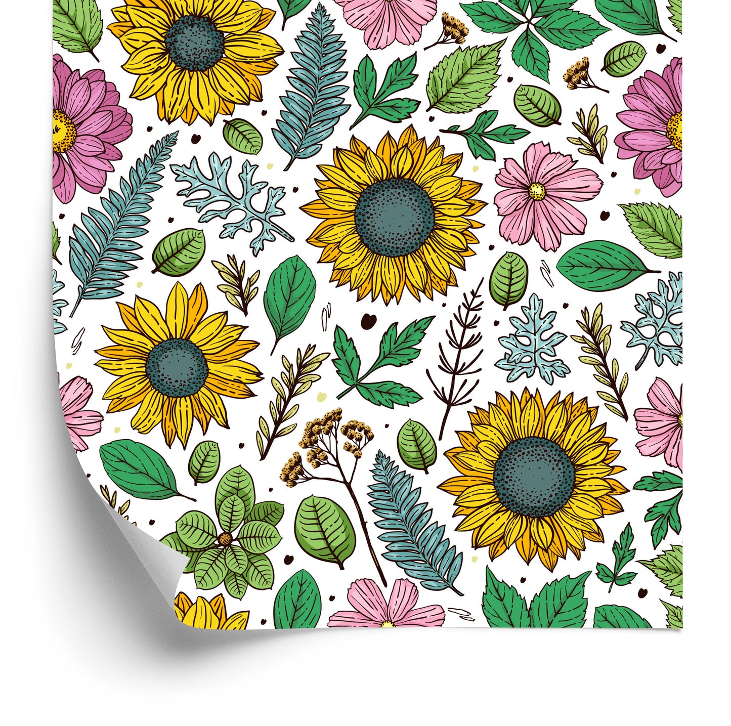 Wallpaper Colorful Sunflowers With Plants