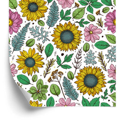 Wallpaper Colorful Sunflowers With Plants