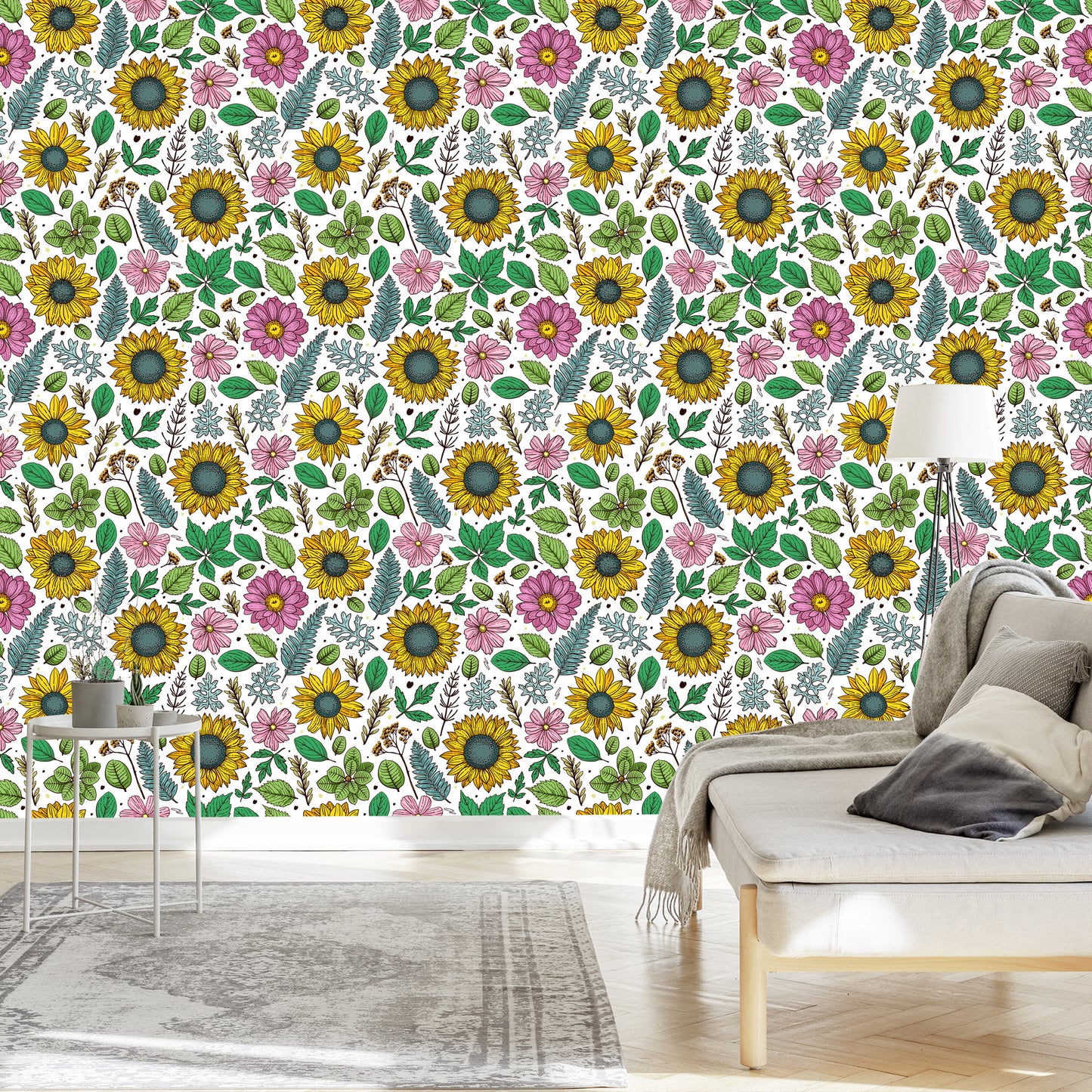 Wallpaper Colorful Sunflowers With Plants