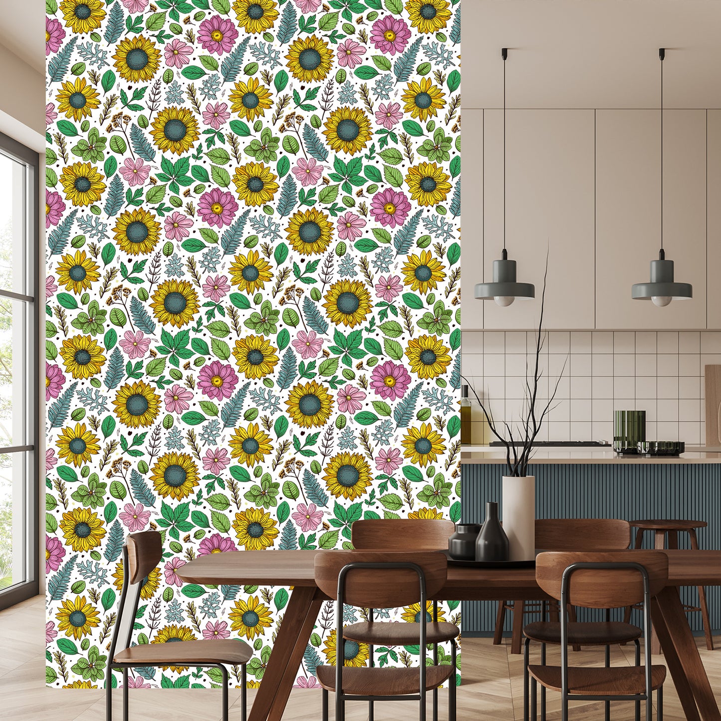 Wallpaper Colorful Sunflowers With Plants