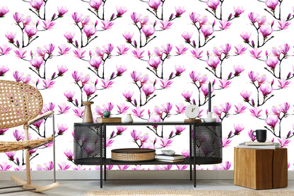 Wallpaper Pink Magnolia Flowers