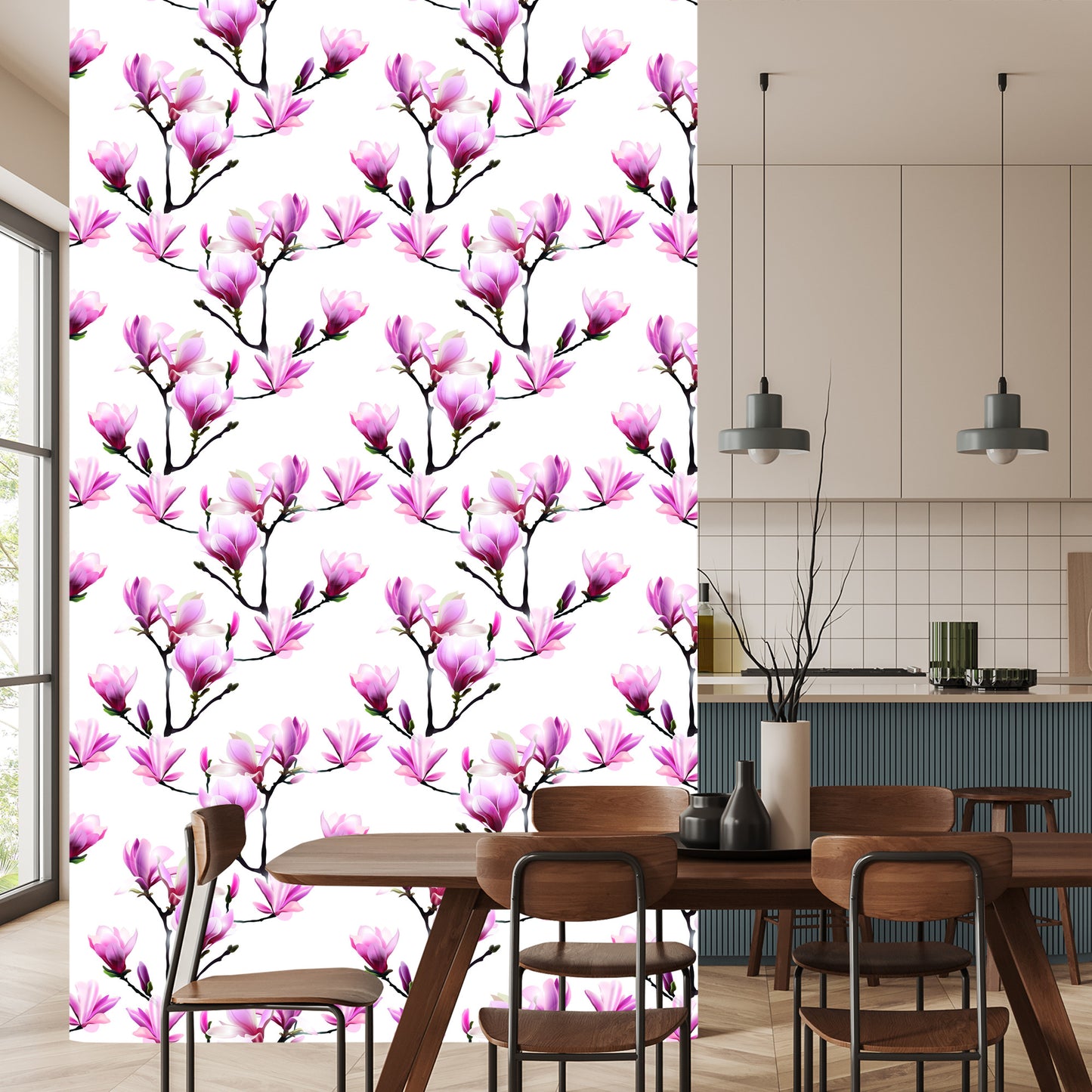 Wallpaper Pink Magnolia Flowers