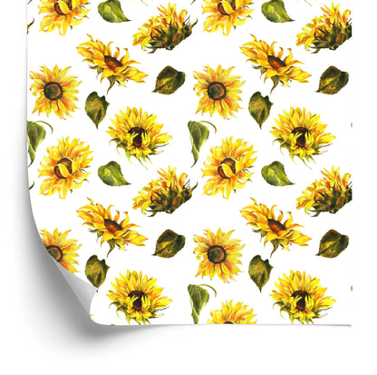 Wallpaper Sunflowers With Vintage Leaves