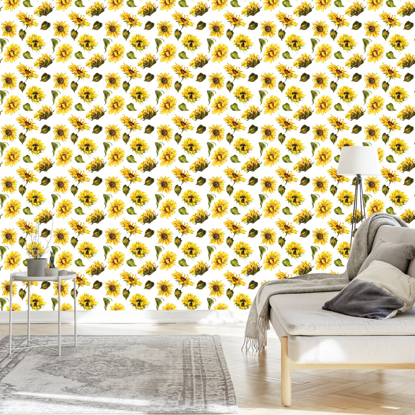 Wallpaper Sunflowers With Vintage Leaves