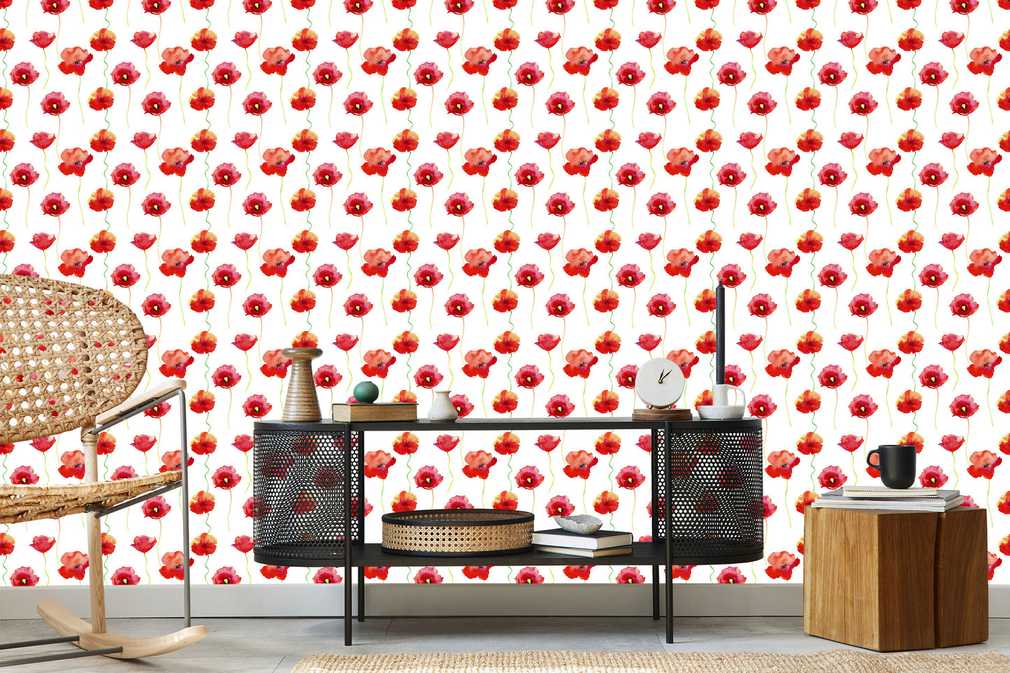 Wallpaper Poppies Painted With Watercolor