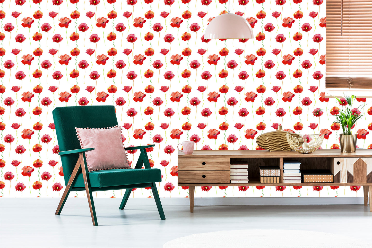 Wallpaper Poppies Painted With Watercolor