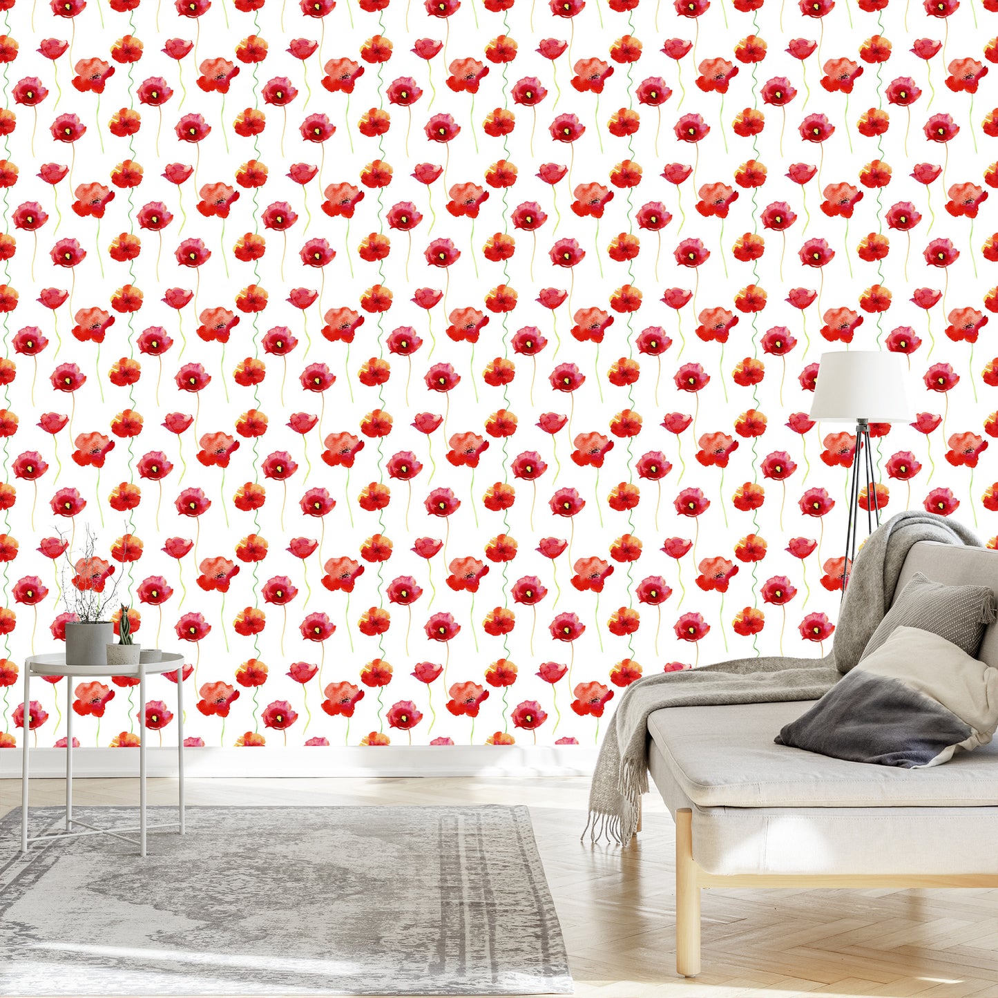 Wallpaper Poppies Painted With Watercolor