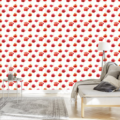 Wallpaper Poppies Painted With Watercolor