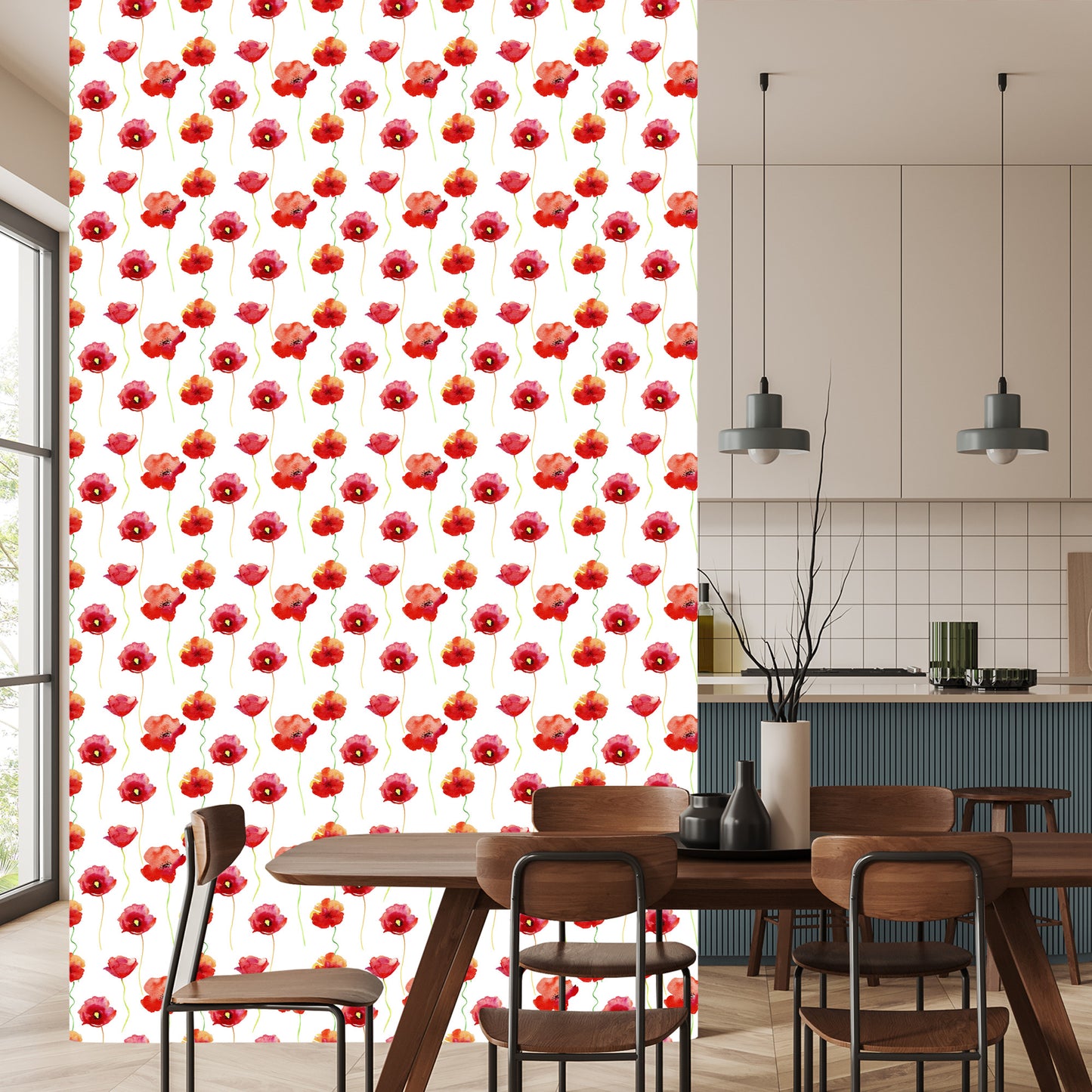 Wallpaper Poppies Painted With Watercolor