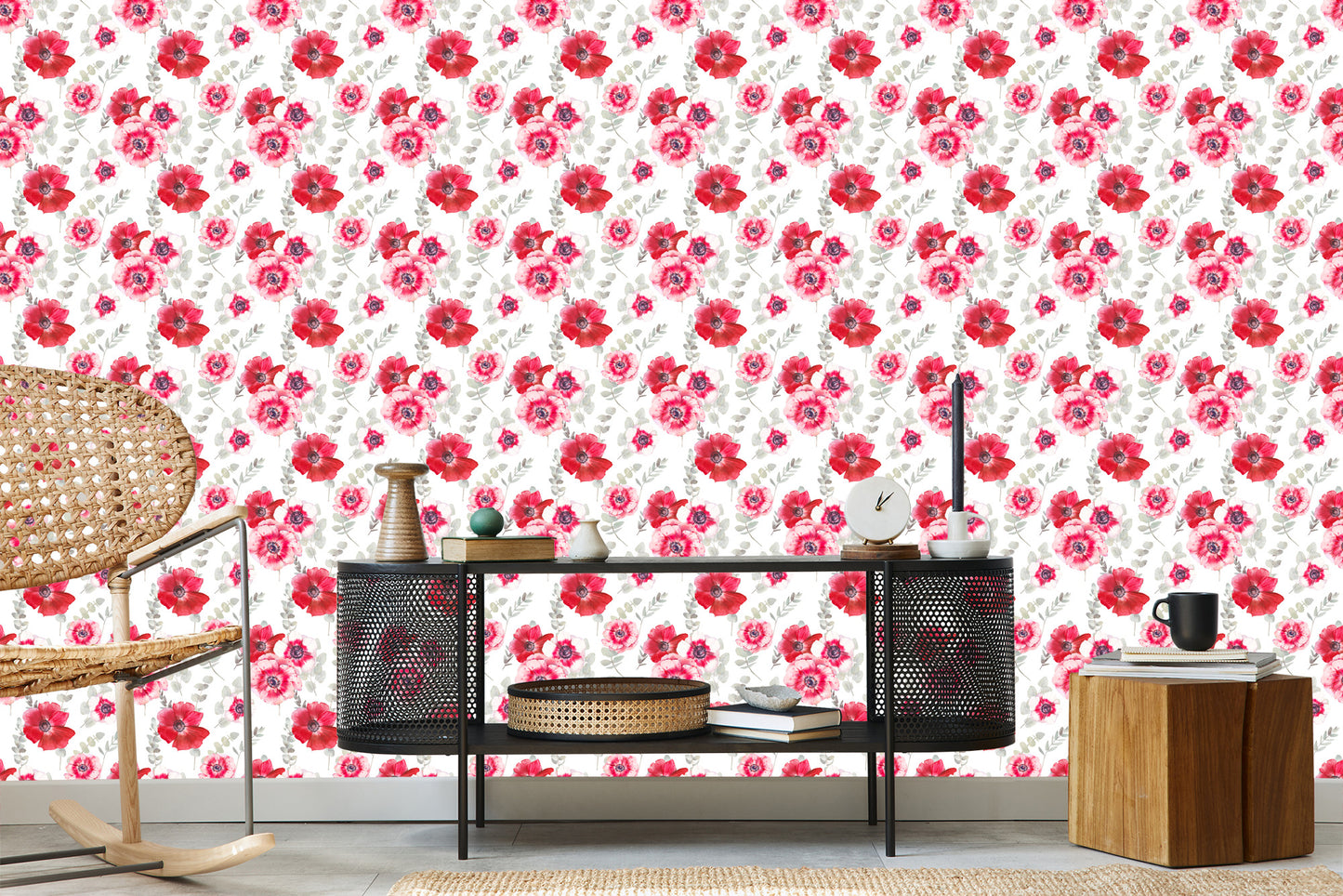 Wallpaper Vintage Poppies With Leaves