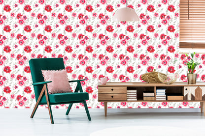 Wallpaper Vintage Poppies With Leaves