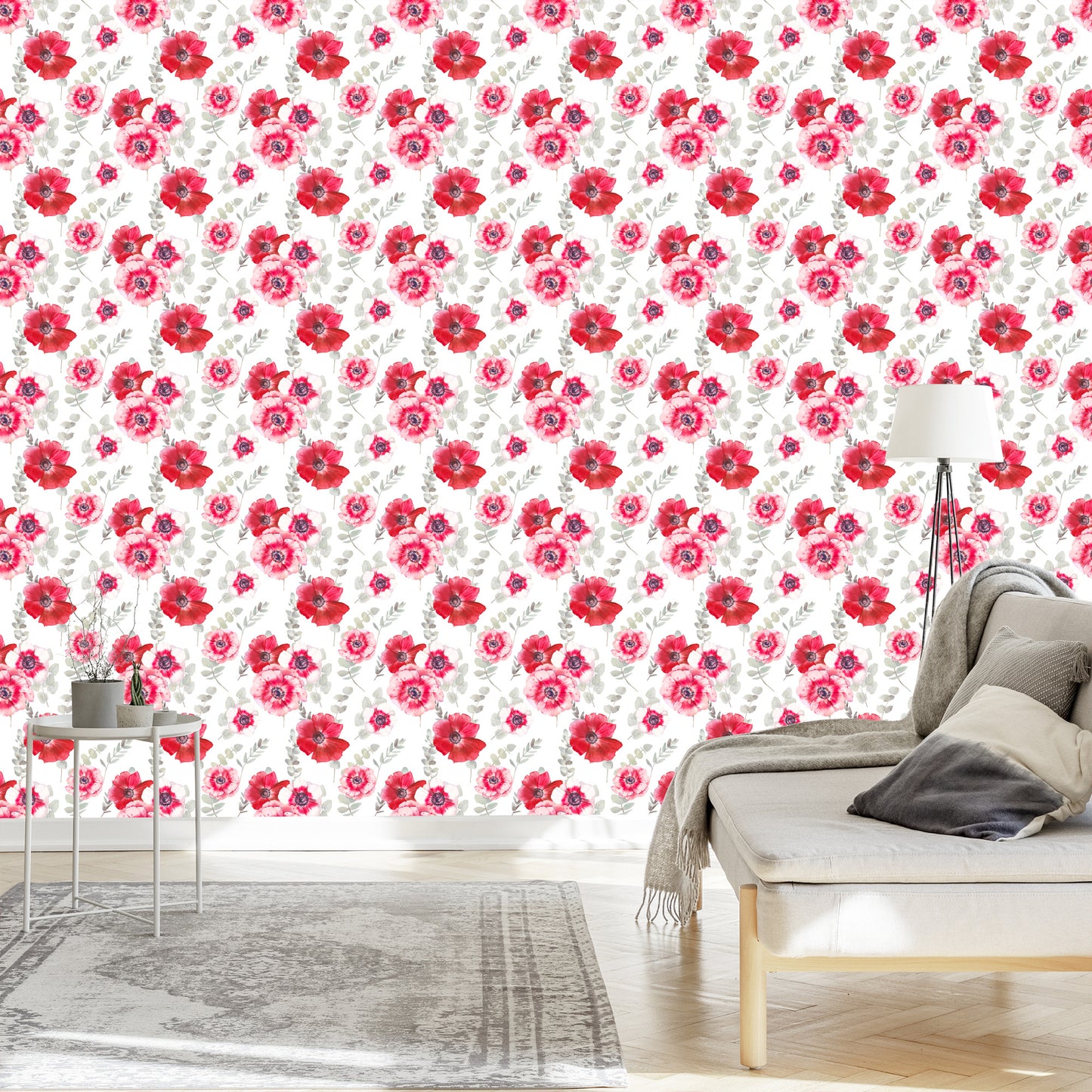 Wallpaper Vintage Poppies With Leaves