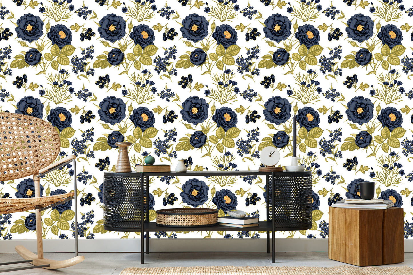 Wallpaper Roses, Peonies And Leaves