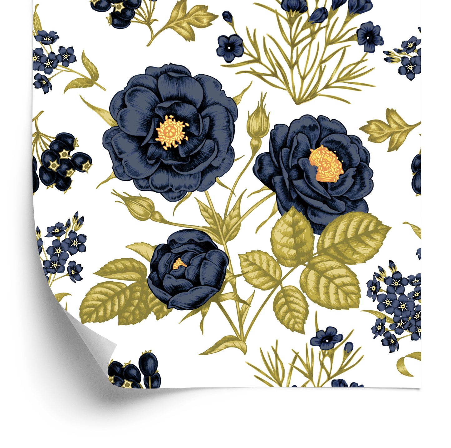 Wallpaper Roses, Peonies And Leaves
