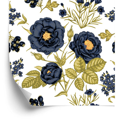 Wallpaper Roses, Peonies And Leaves