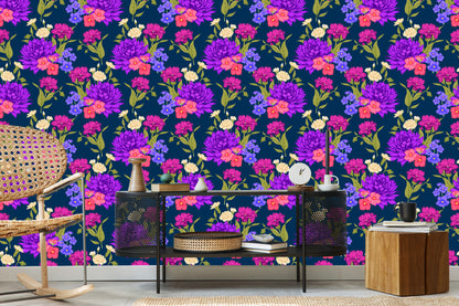 Wallpaper Flower Bouquet In Retro Style
