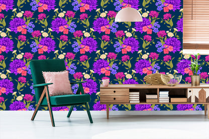 Wallpaper Flower Bouquet In Retro Style