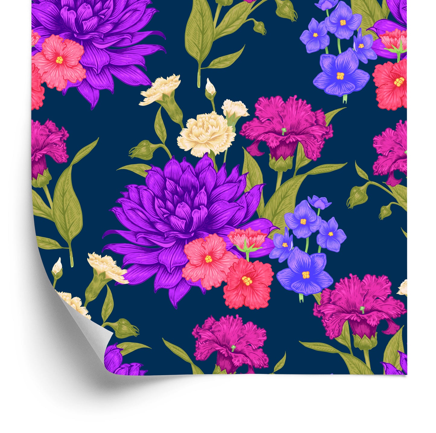 Wallpaper Flower Bouquet In Retro Style