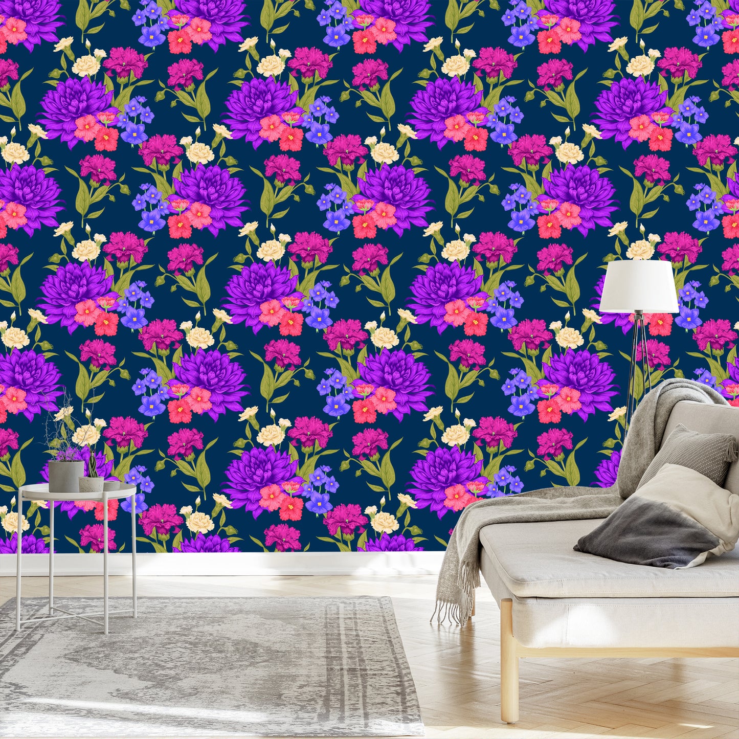 Wallpaper Flower Bouquet In Retro Style
