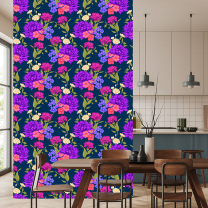 Wallpaper Flower Bouquet In Retro Style