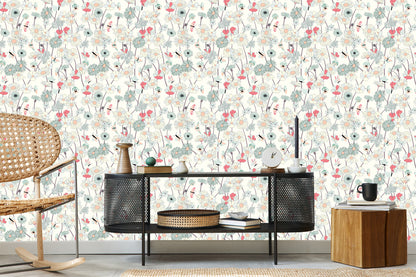 Wallpaper Wildflowers With Butterflies
