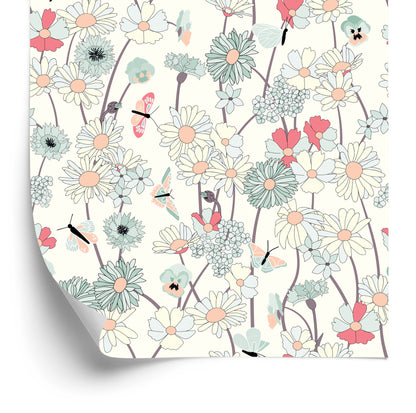 Wallpaper Wildflowers With Butterflies