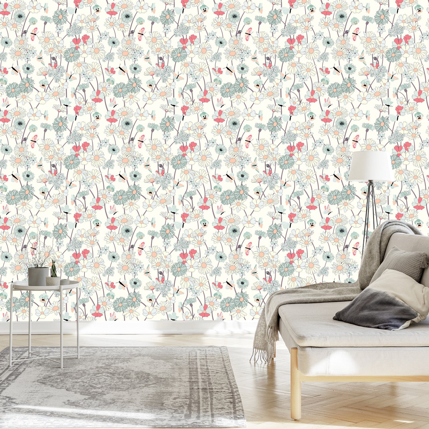 Wallpaper Wildflowers With Butterflies