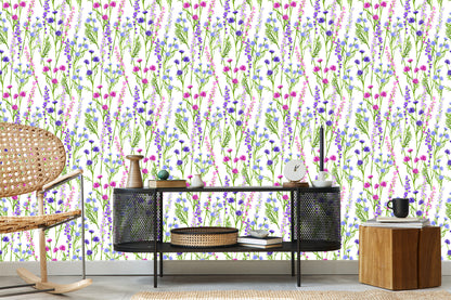 Wallpaper For The Dining Room. Spring Flowers Of Wild Plants