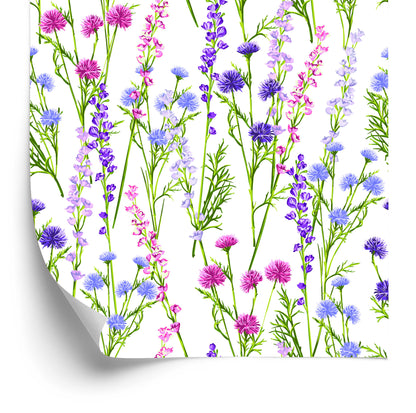 Wallpaper For The Dining Room. Spring Flowers Of Wild Plants
