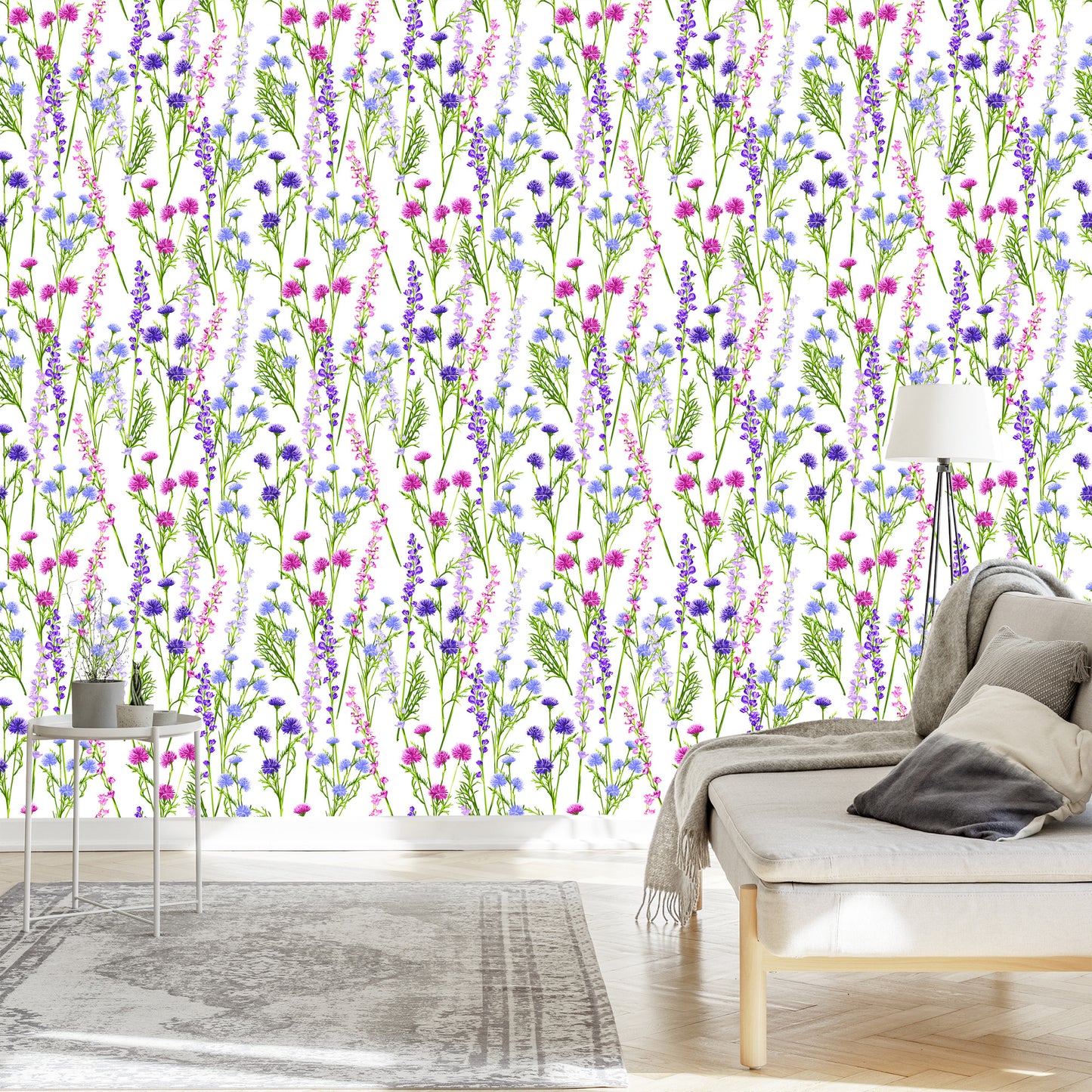 Wallpaper For The Dining Room. Spring Flowers Of Wild Plants