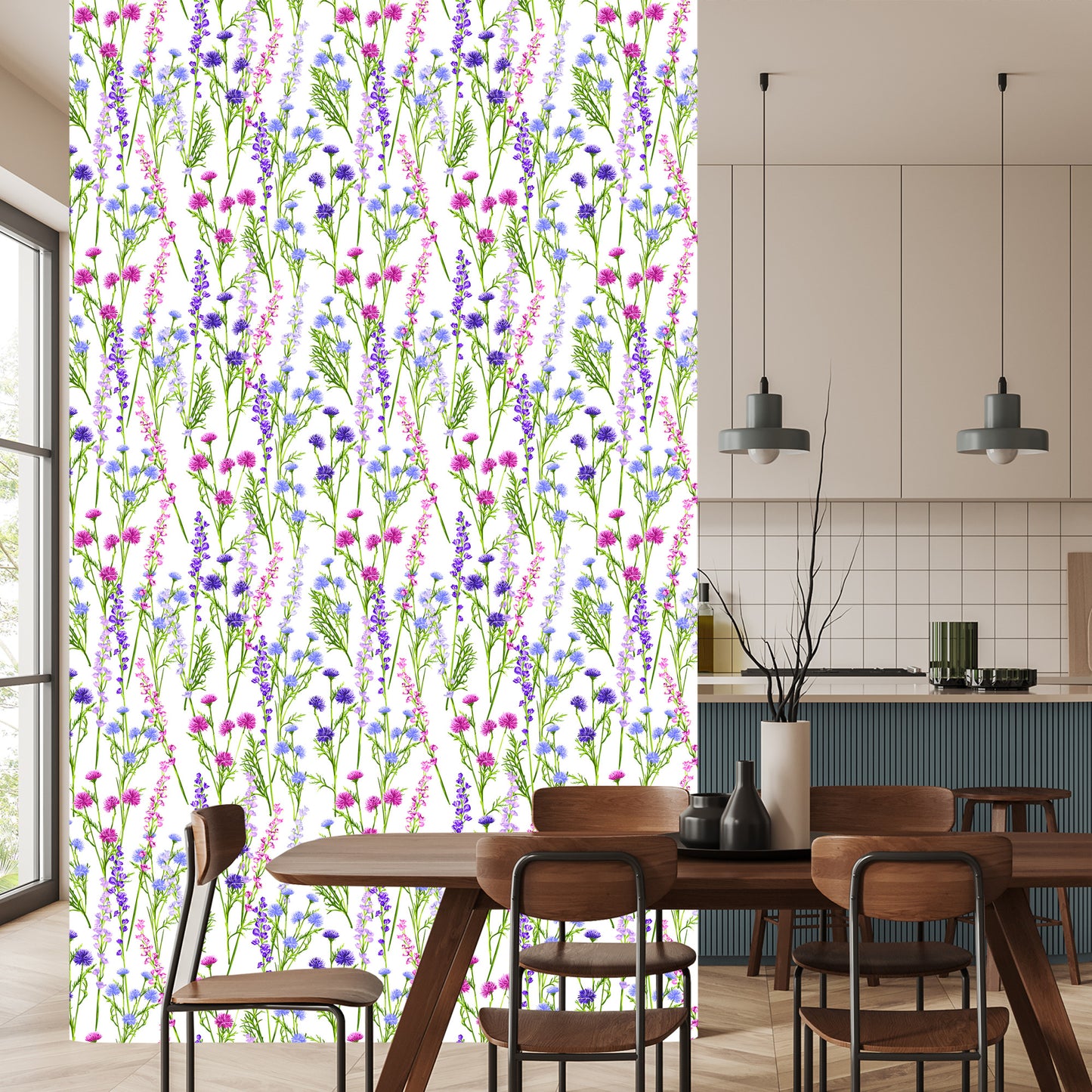 Wallpaper For The Dining Room. Spring Flowers Of Wild Plants