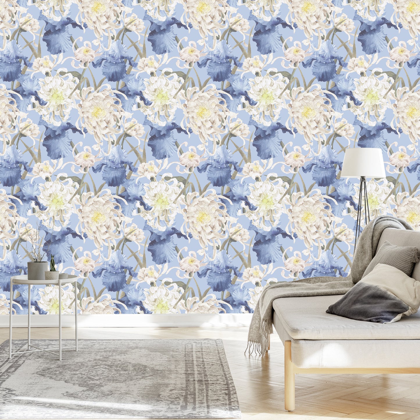 Wallpaper Chrysanthemums And Irises