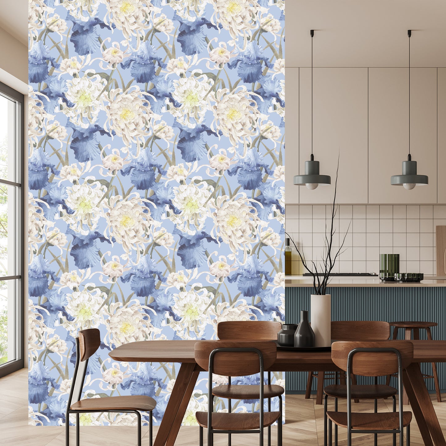 Wallpaper Chrysanthemums And Irises