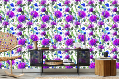 Wallpaper For Dining Room, Flowers, Plants, Leaves, Dragonfly, Meadow