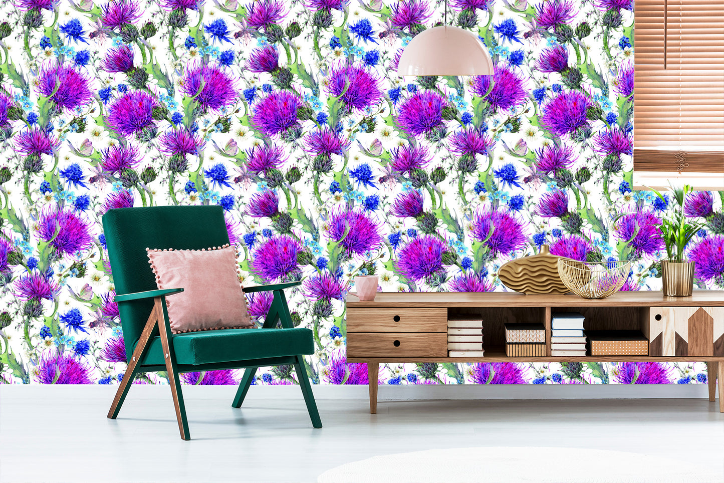 Wallpaper For Dining Room, Flowers, Plants, Leaves, Dragonfly, Meadow