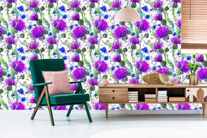 Wallpaper For Dining Room, Flowers, Plants, Leaves, Dragonfly, Meadow