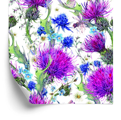 Wallpaper For Dining Room, Flowers, Plants, Leaves, Dragonfly, Meadow