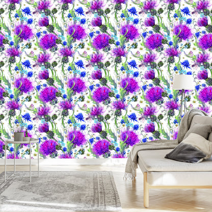Wallpaper For Dining Room, Flowers, Plants, Leaves, Dragonfly, Meadow
