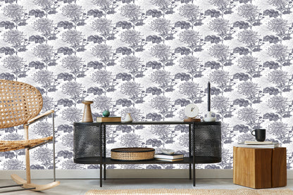 Wallpaper Black And White Chrysanthemums